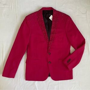 David August Elegant Dark-Red Men's Blazer Concert Jacket wt rhinestones. Size 6